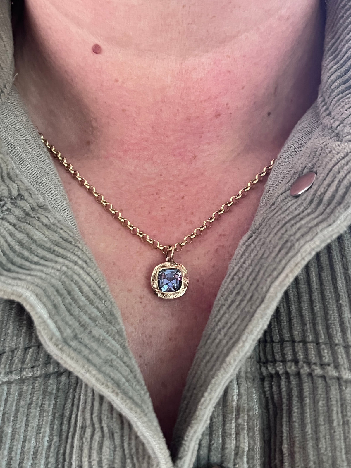 JUMBO ENGRAVED JELLYBEAN - 2.1 CARAT CUSHION CUT MERMAID TANZANITE