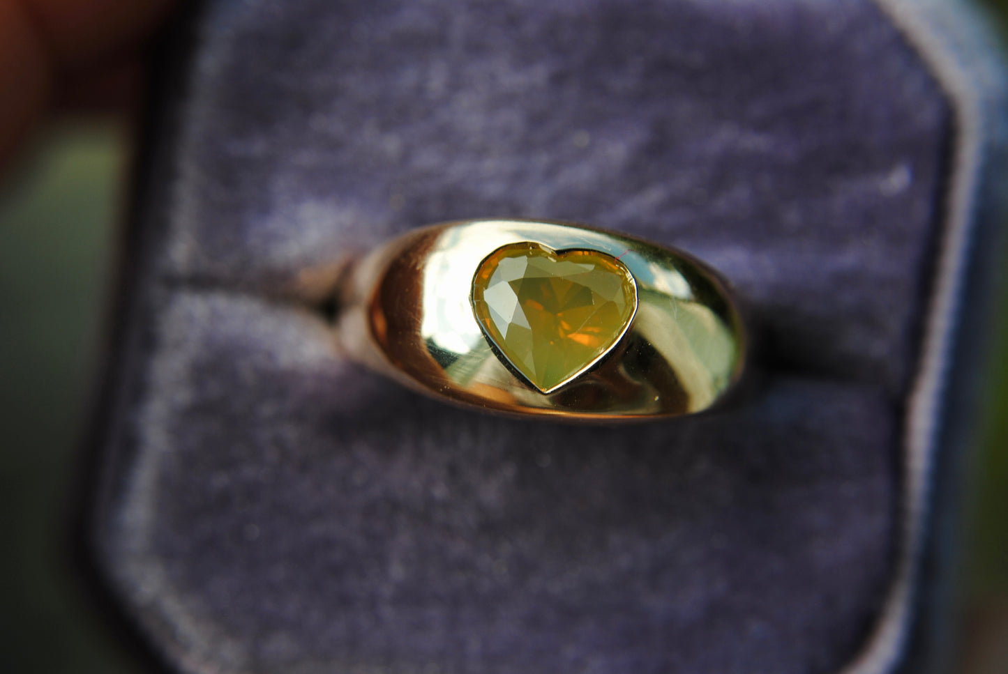 Heart Throb - Yellow Opalescent Sapphire Heart Bombe Ring