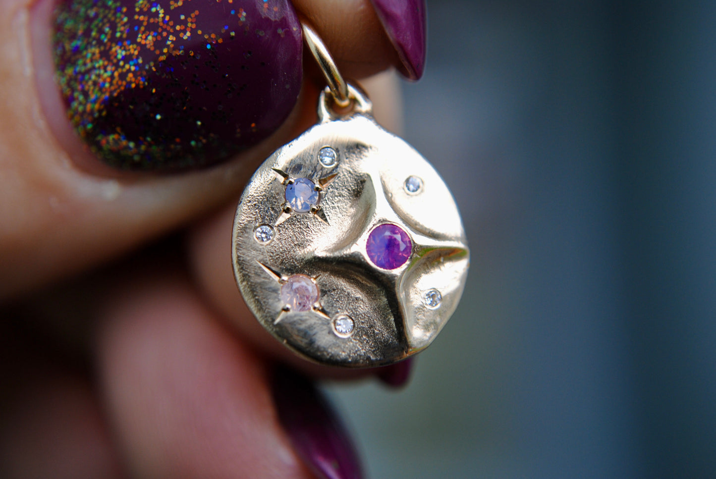 Sky Full of Stars Medallion with Opalescent Sapphires and Diamonds