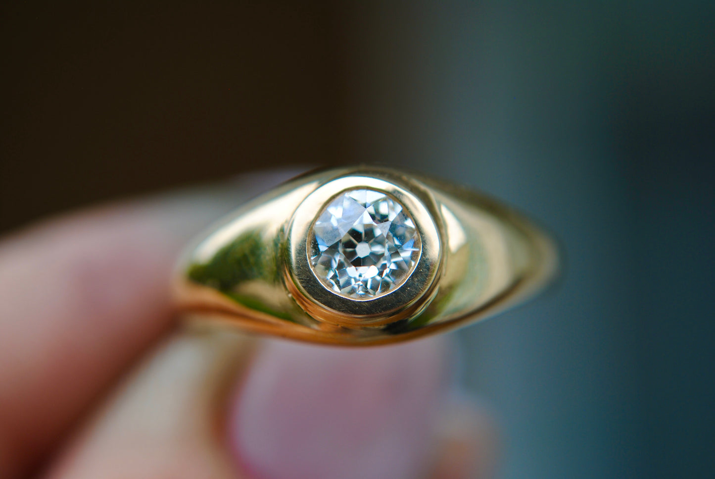 Old European Diamond Organic Bombe Ring