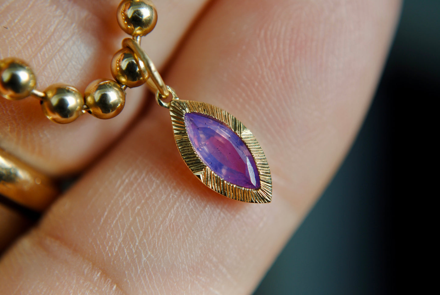 Jellybean Engraved Marquis Sapphire