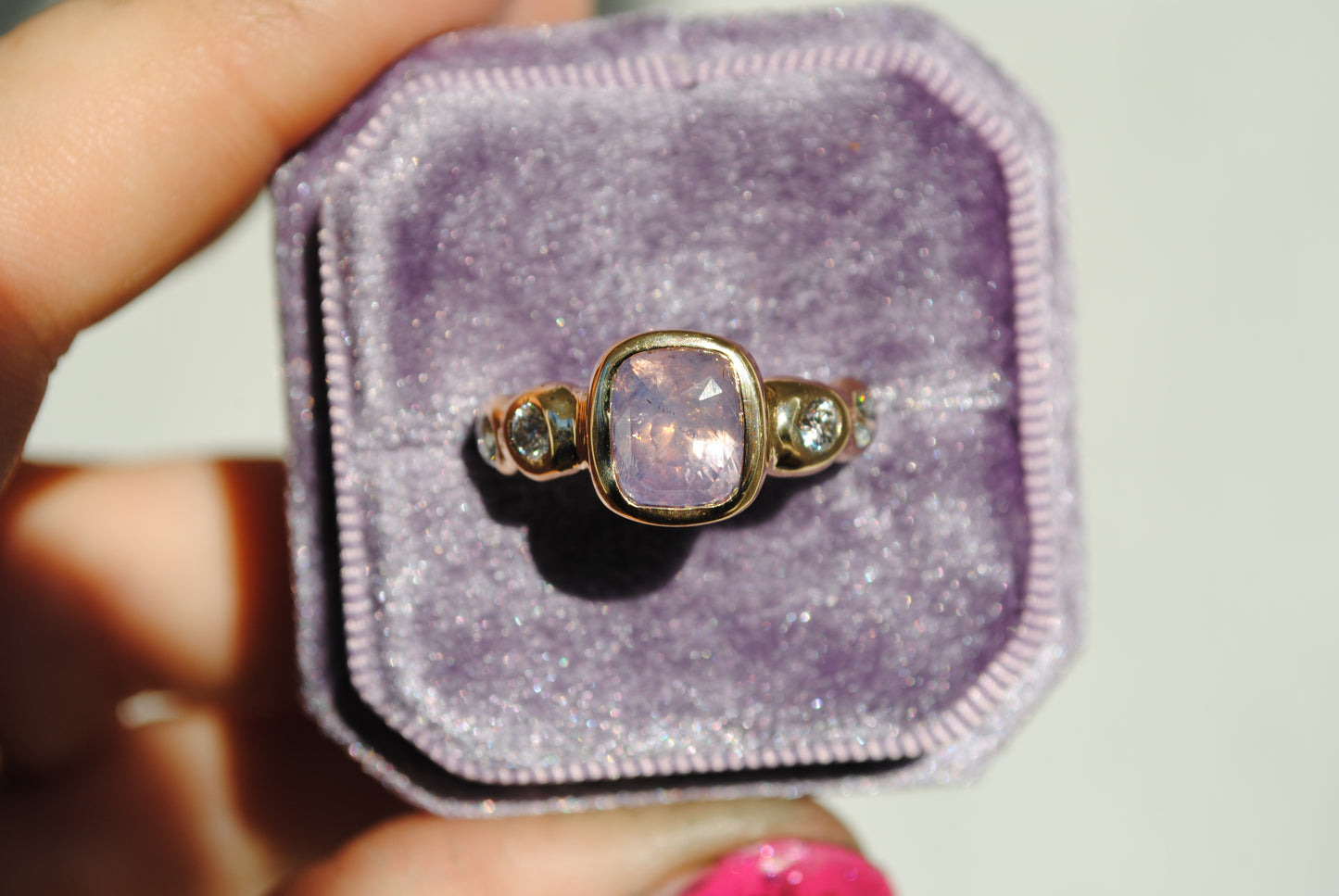 cotton candy sapphire with diamonds