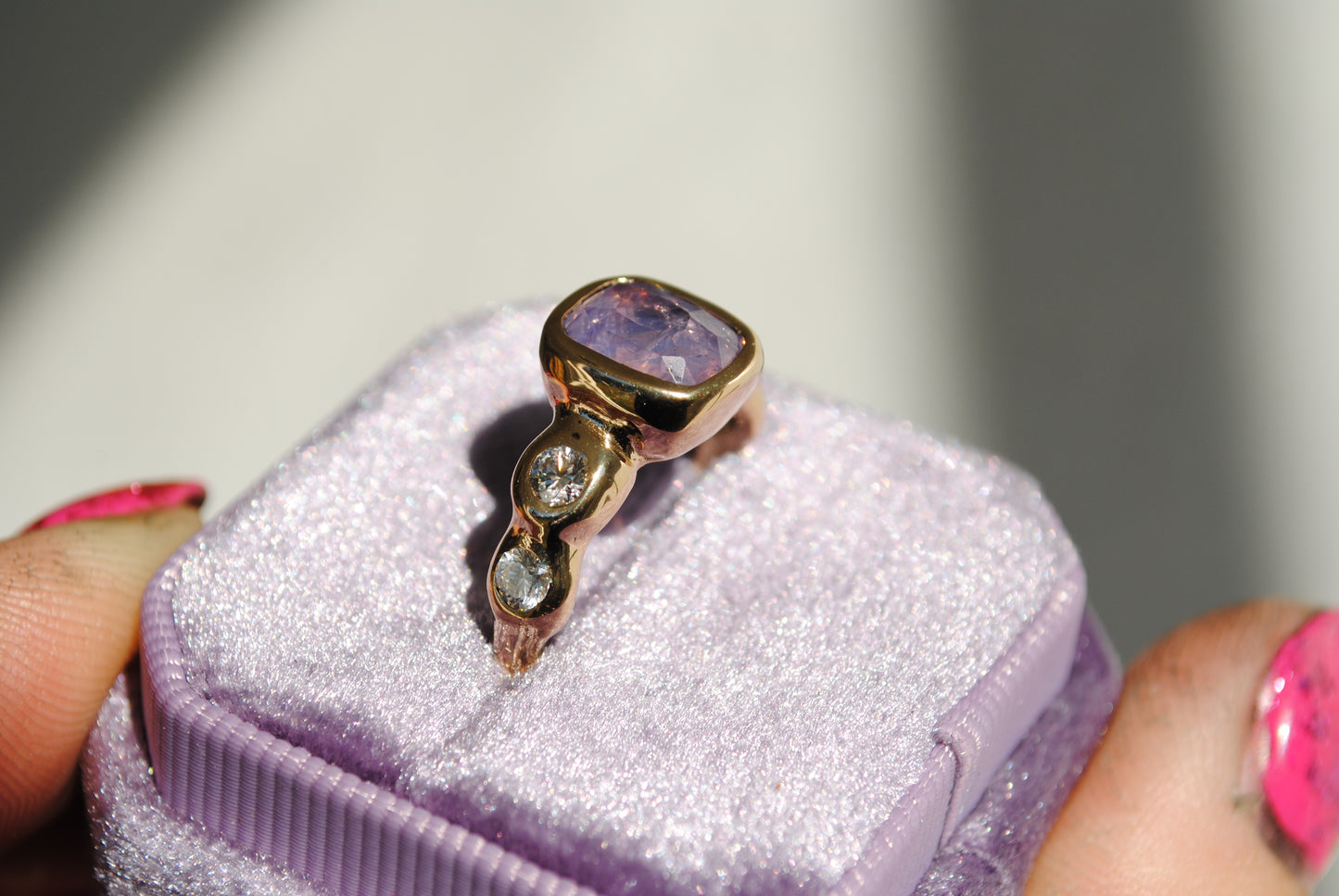 cotton candy sapphire with diamonds
