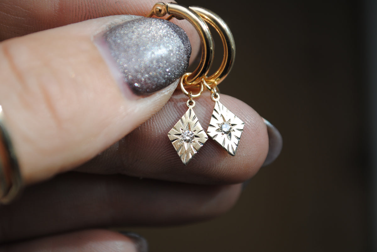 ENGRAVED DECO HOOP CHARMS