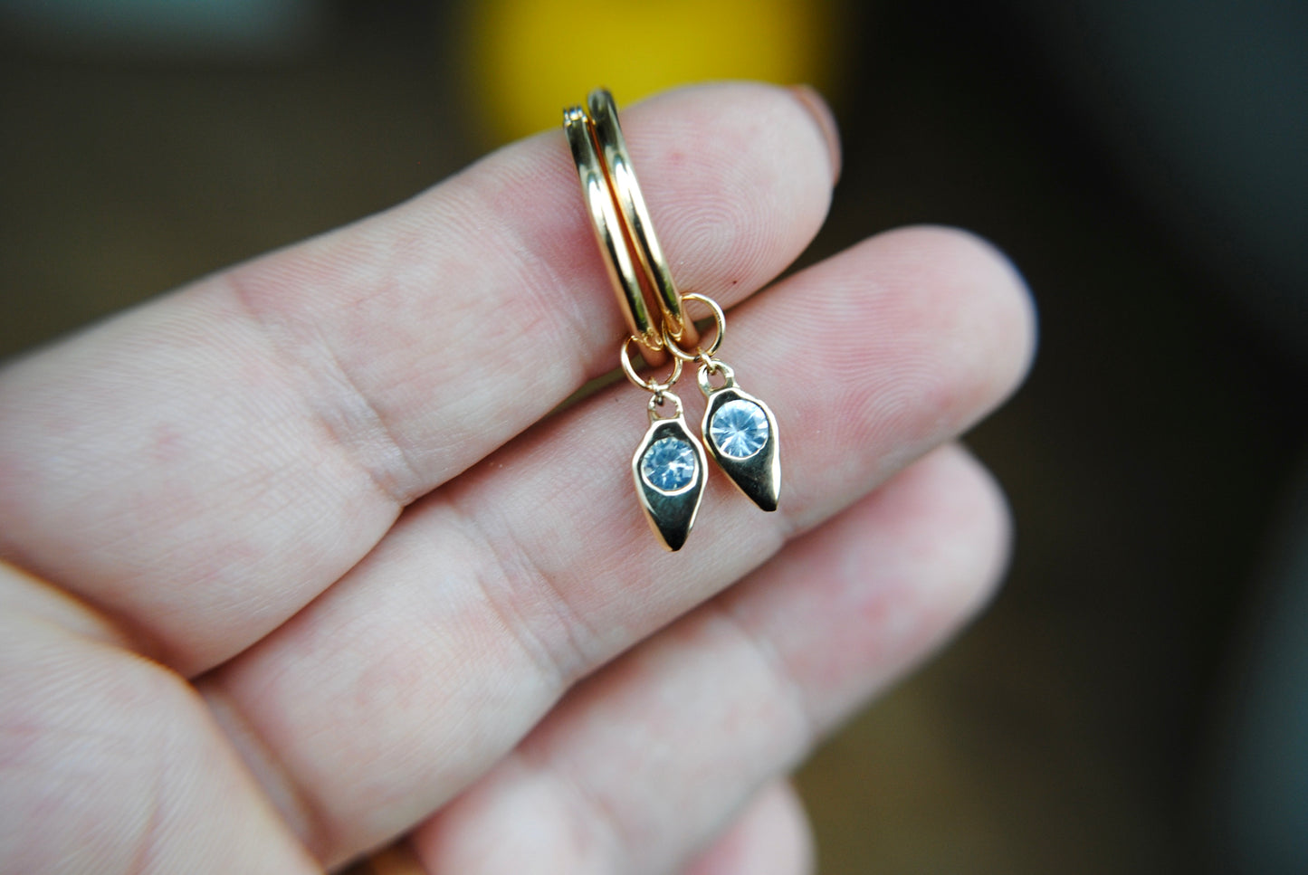 dagger hoop charm - white sapphire