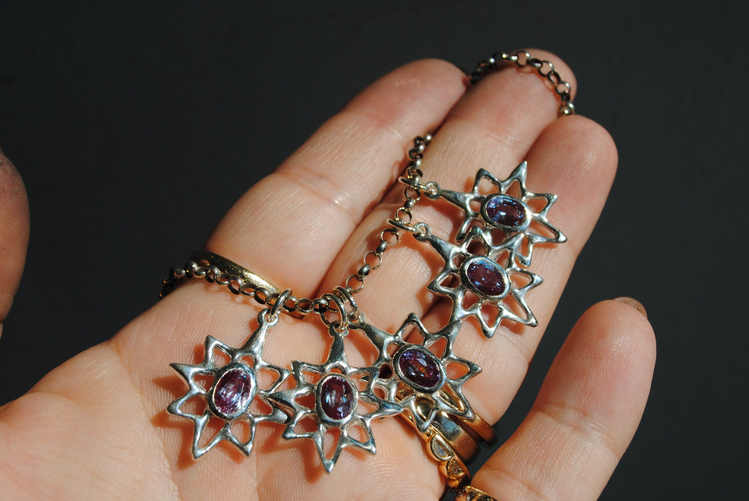 photo shows 5 charms with lab alexandrite and sterling silver - this section will take you to sterling silver jewelry for sale