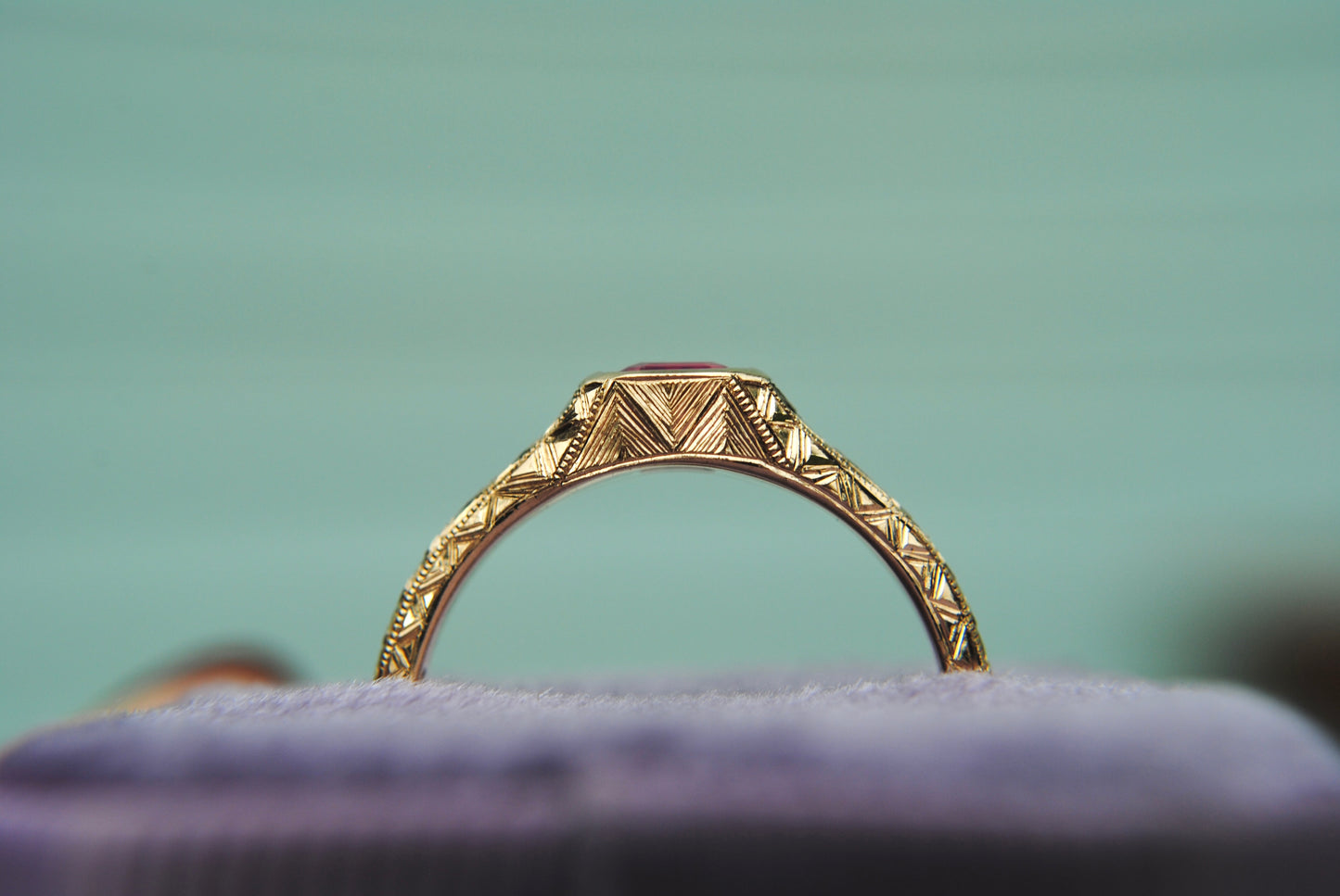 Engraved Siggy, 0.8 carat Neon Pink Mehenge Spinel