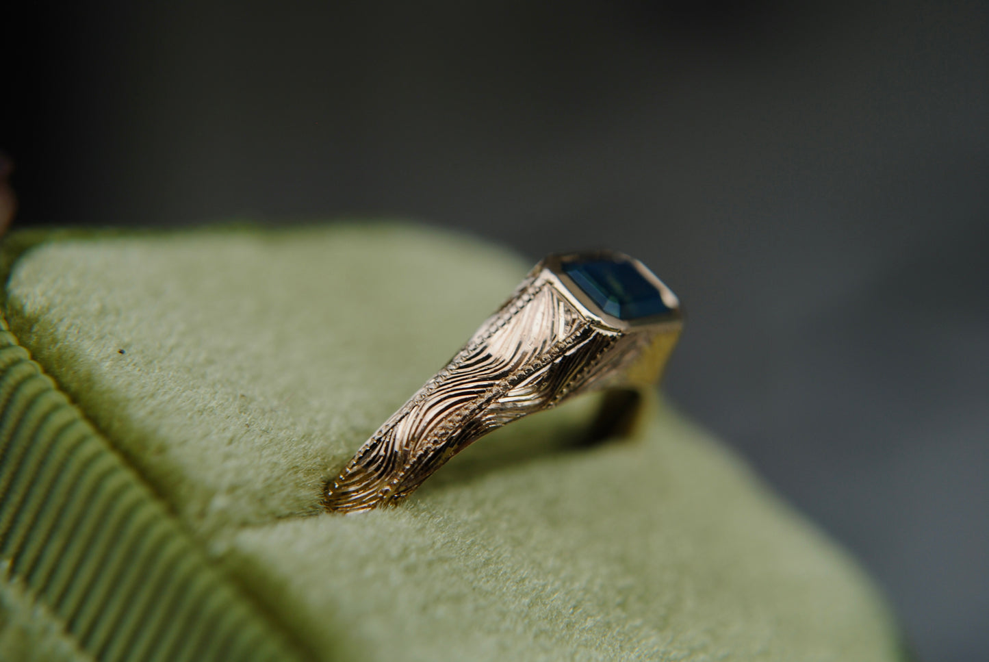 Engraved Siggy, 1.04 carat Glowy Blue Sapphire