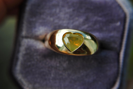 Heart Throb - Yellow Opalescent Sapphire Heart Bombe Ring