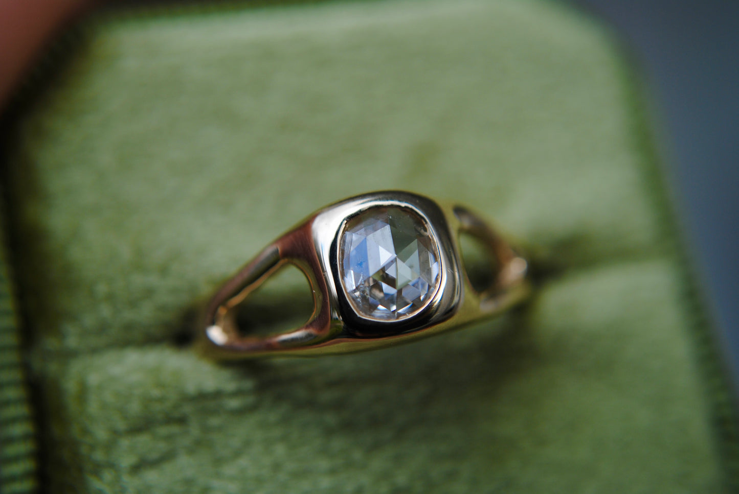 Organic Split Shank Rosecut Diamond Ring