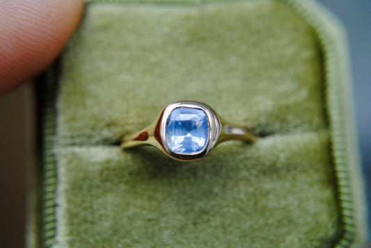 Organic Solitaire Opalescent Ceylon Blue Sapphire