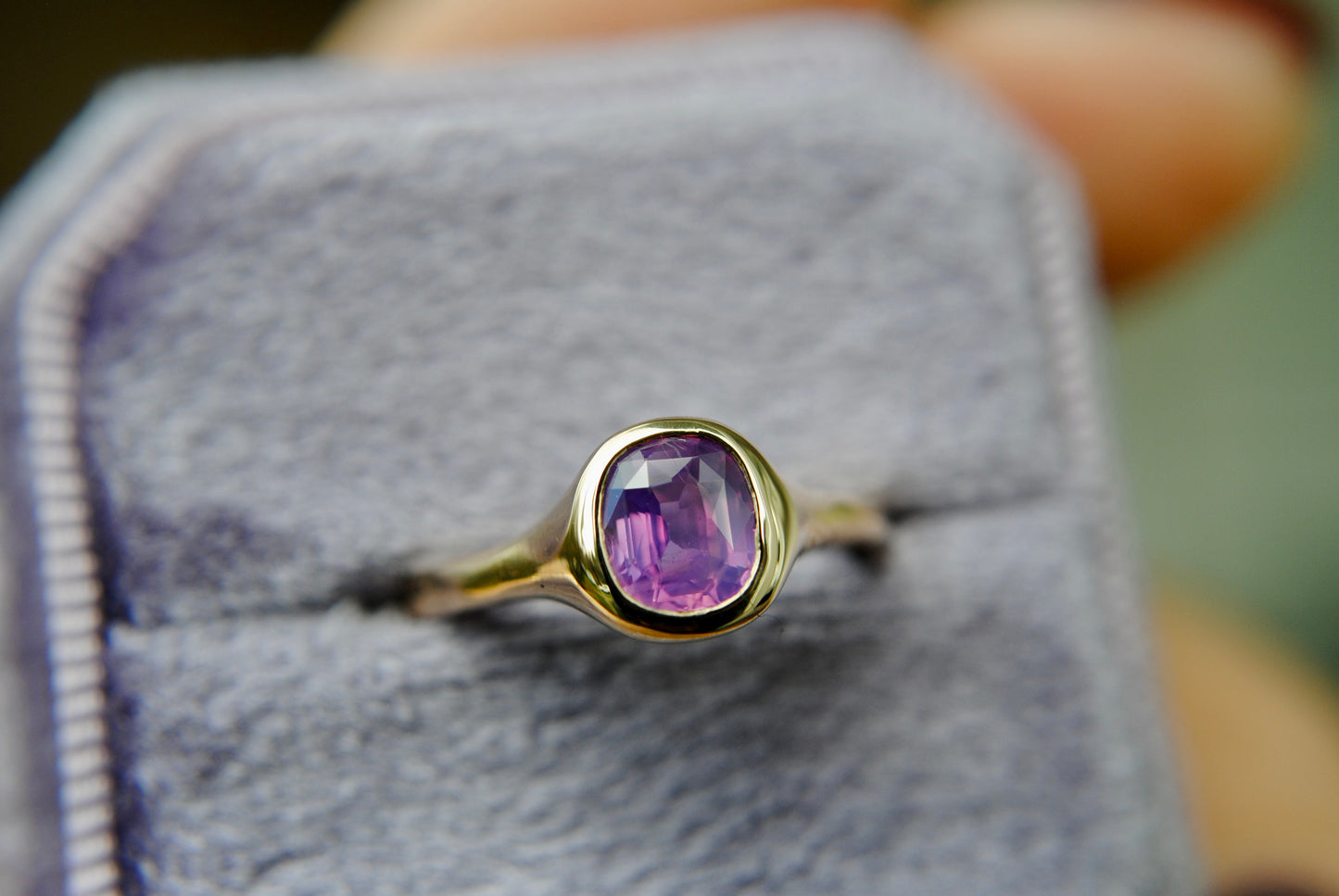 Organic Solitaire Opalescent Purple Sapphire