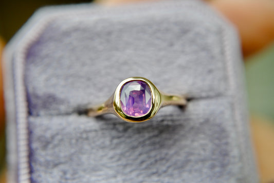 Organic Solitaire Opalescent Purple Sapphire
