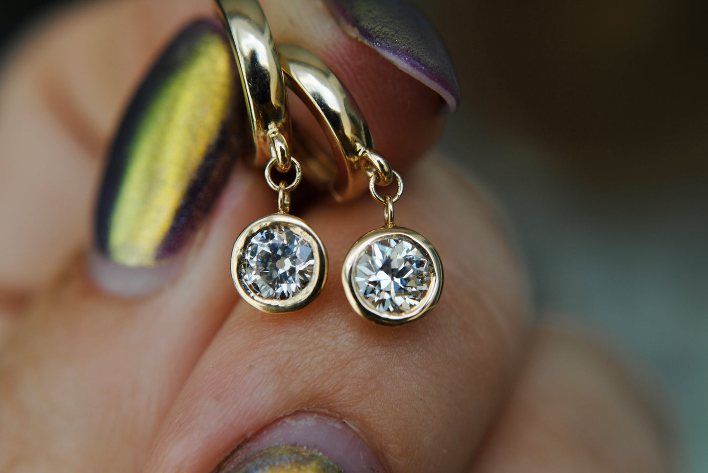 ANTIQUE OLD EUROPEAN DIAMOND HUGGIES