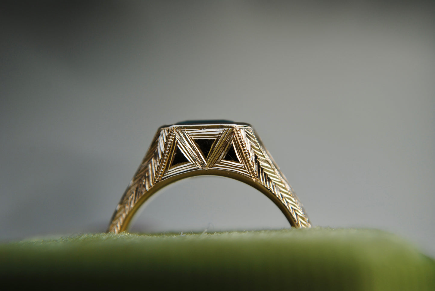 Engraved Siggy, 1.61 carat Opalescent Green Sapphire