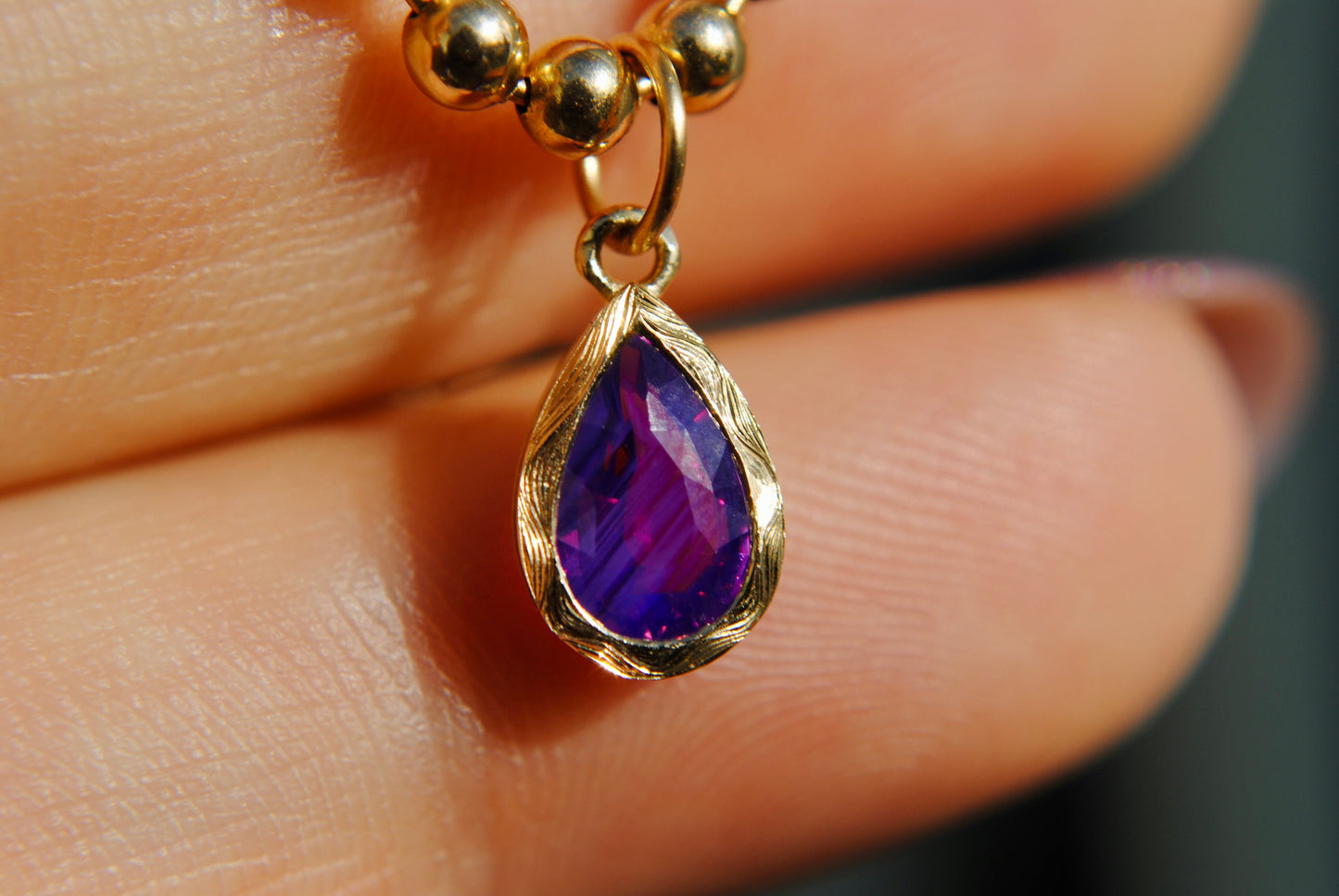 ENGRAVED JELLYBEAN - STRIPED PURPLE SAPPHIRE - ONE OF A KIND