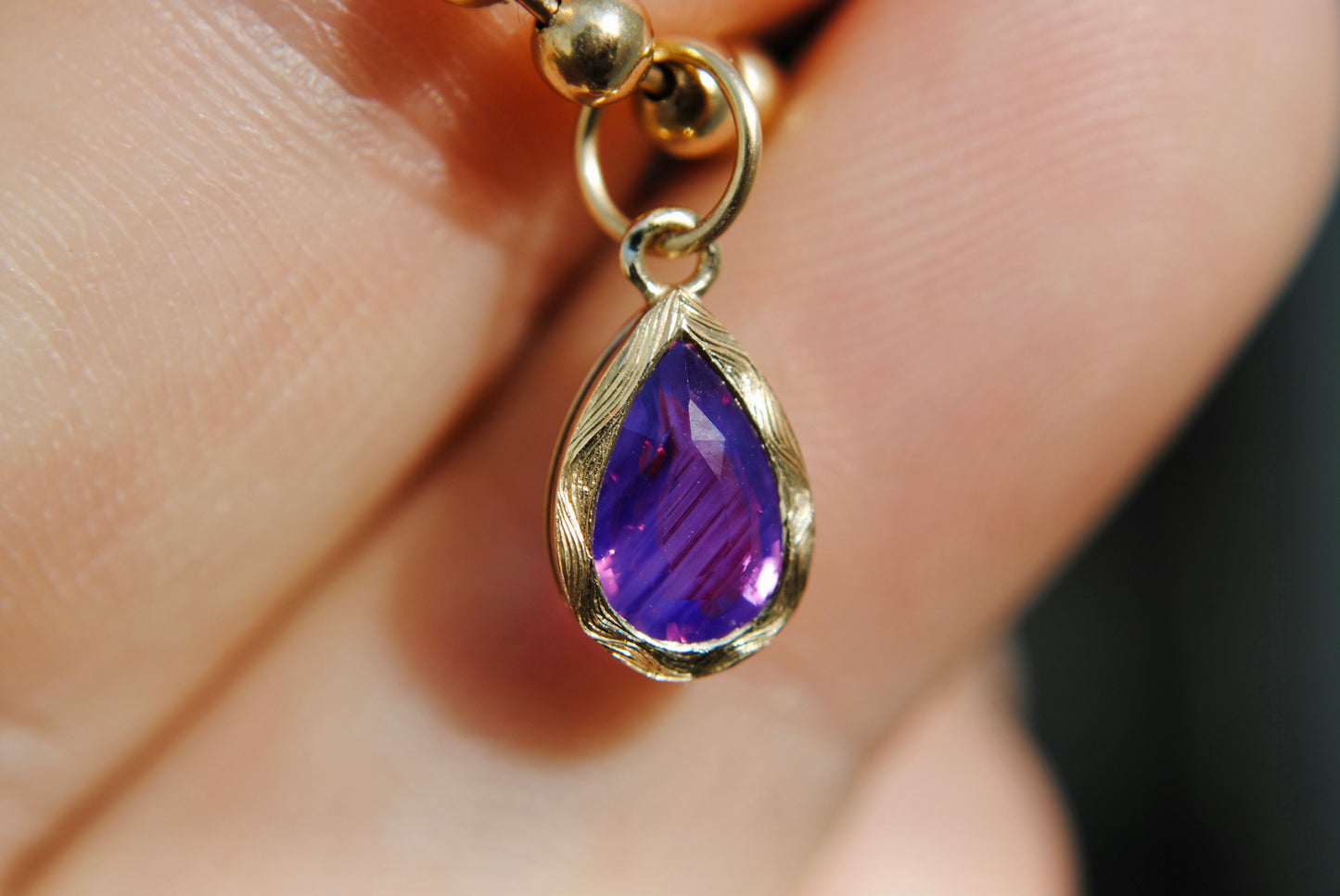 ENGRAVED JELLYBEAN - STRIPED PURPLE SAPPHIRE - ONE OF A KIND