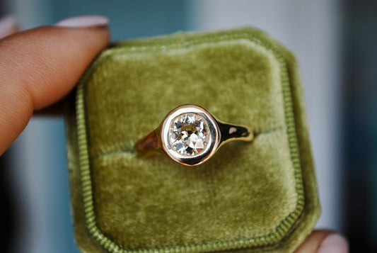 1.14 carat Old Mine Cut Diamond Organic Solitaire Ring