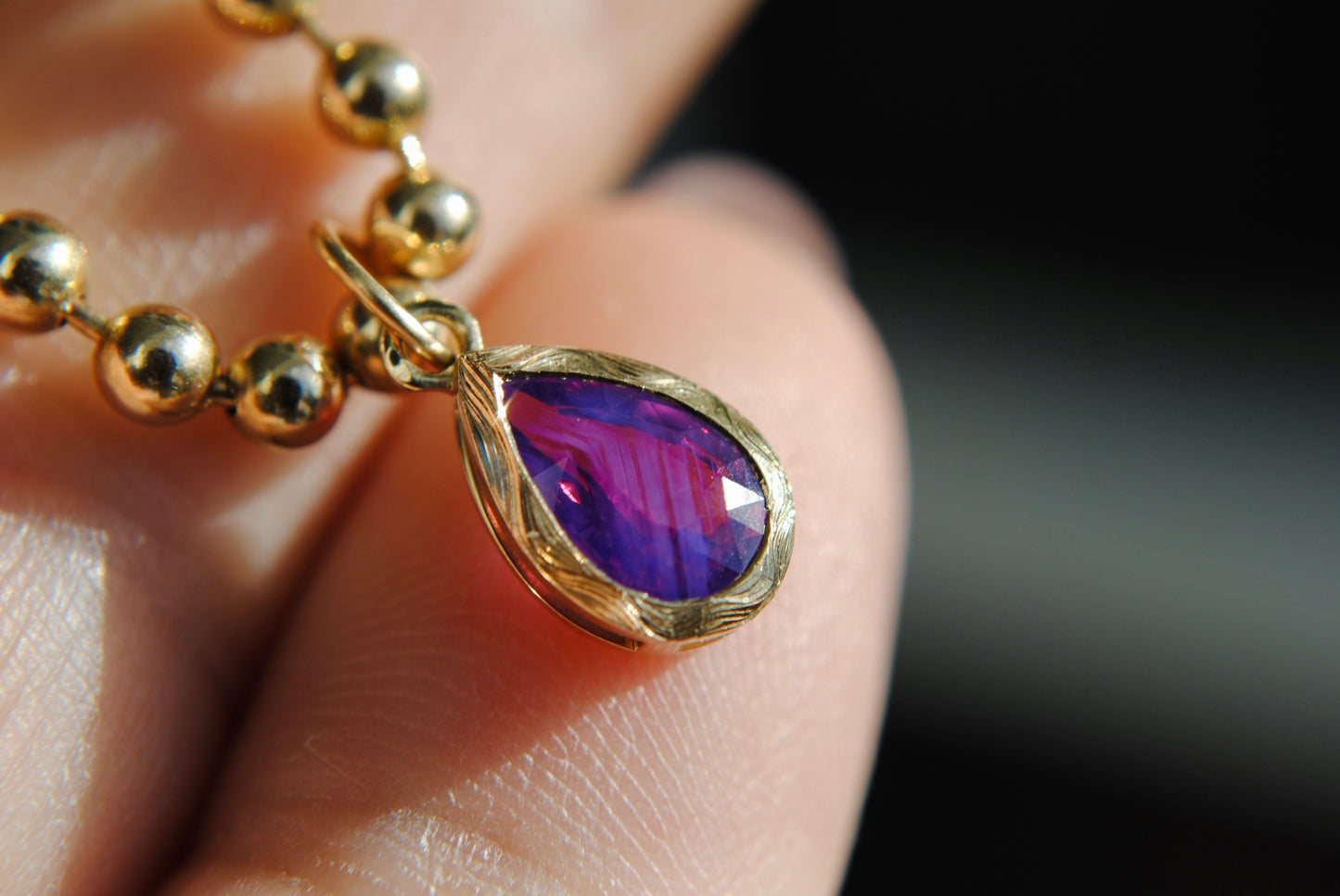 ENGRAVED JELLYBEAN - STRIPED PURPLE SAPPHIRE - ONE OF A KIND