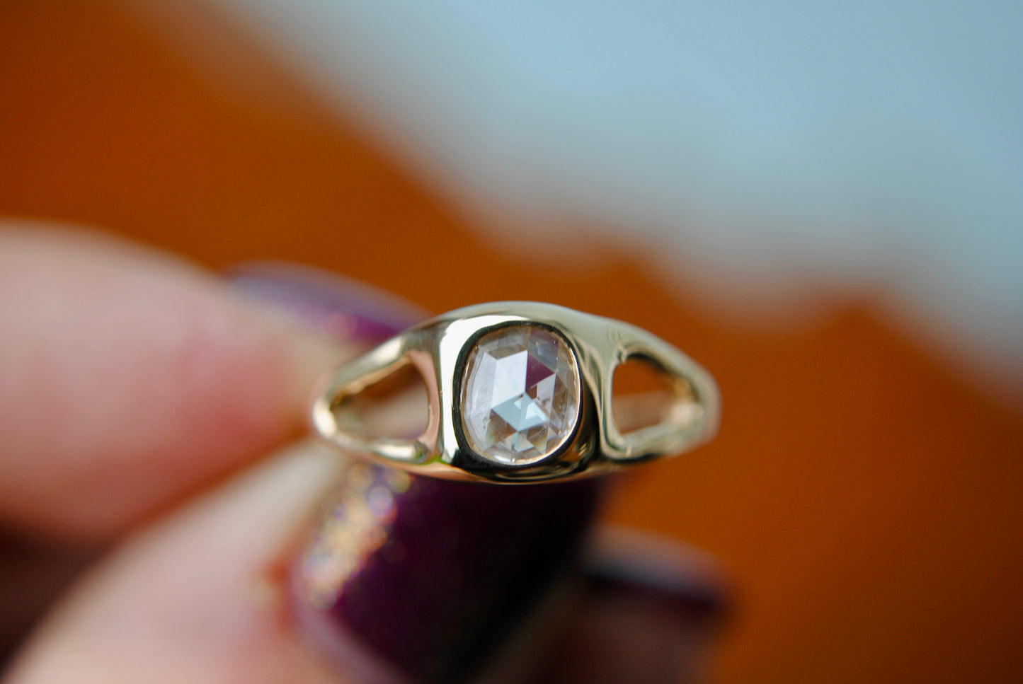 Organic Split Shank Rosecut Diamond Ring