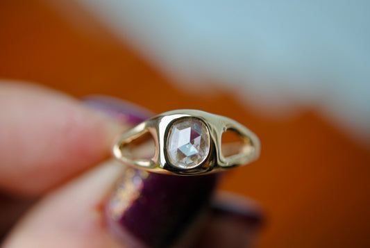 Organic Split Shank Rosecut Diamond Ring