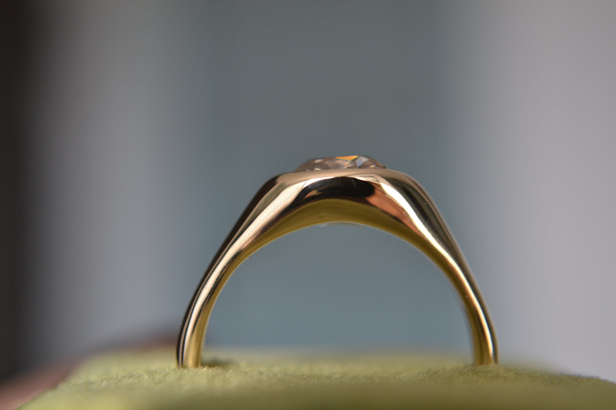 ELONGATED ANTIQUE OLD MINE CUT DIAMOND RING - ONE OF A KIND - .99 CT GIA