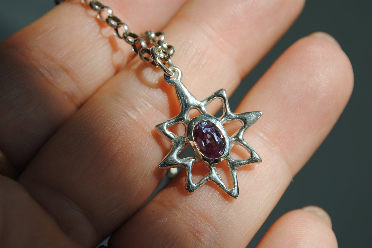 Lucky Star Charm - Sterling and Lab Alexandrite