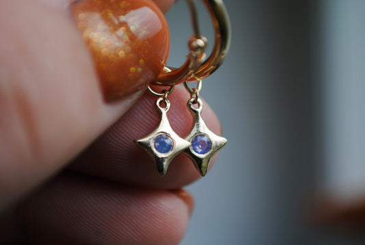 twinkle twinkle little hoop charm - opalescent sapphire