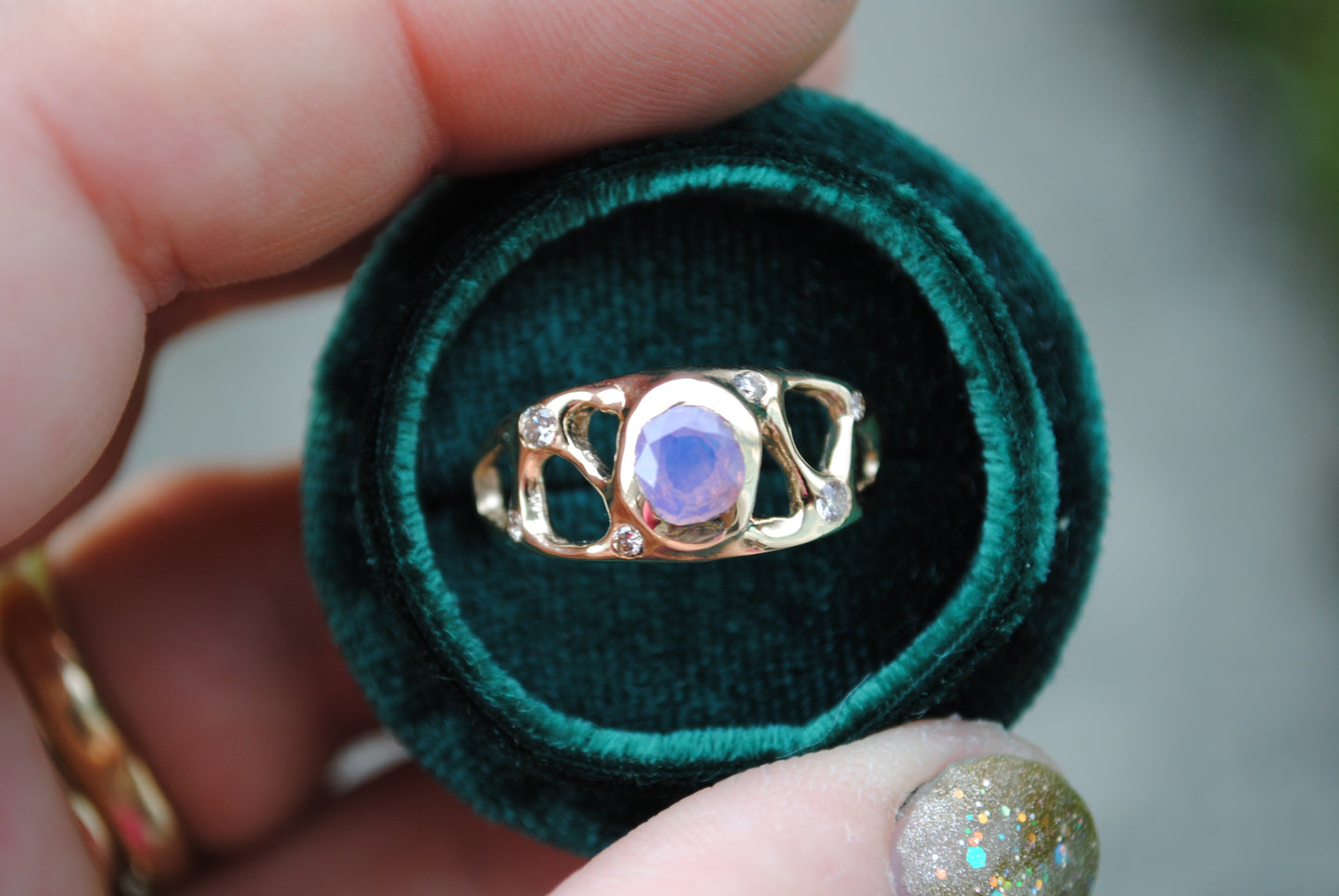 Mazey - Pink Opalescent Sapphire + Diamonds