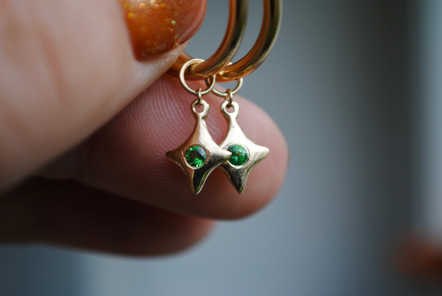 twinkle twinkle little hoop charm - demantoid garnet