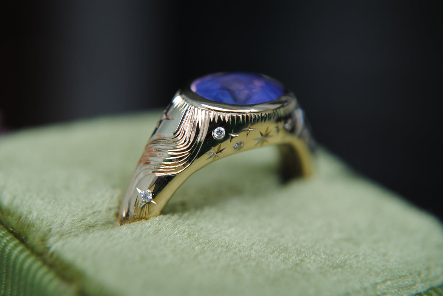 COSMIC GALAXY BOMBE RING - ONE OF A KIND - 2.05 CT SAPPHIRE AND DIAMONDS