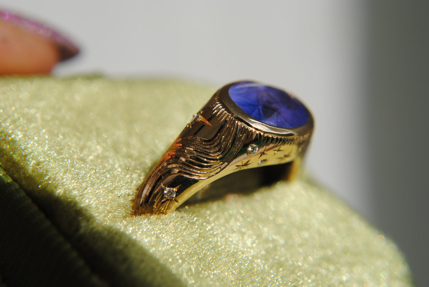 COSMIC GALAXY BOMBE RING - ONE OF A KIND - 2.05 CT SAPPHIRE AND DIAMONDS
