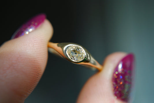 .45 carat old mine cut diamond organic ring