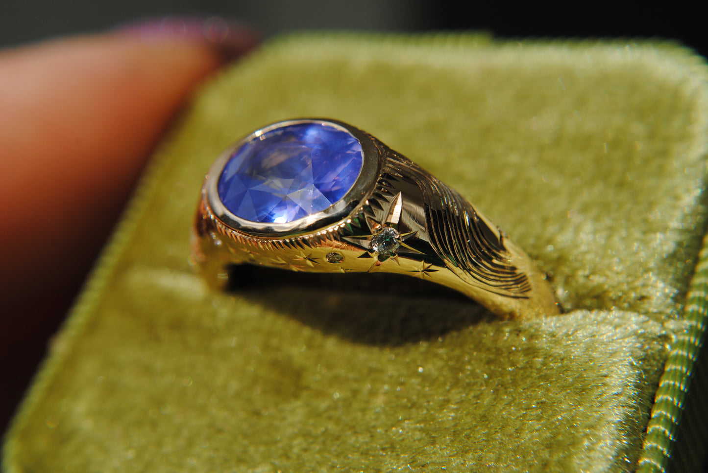 COSMIC GALAXY BOMBE RING - ONE OF A KIND - 2.05 CT SAPPHIRE AND DIAMONDS