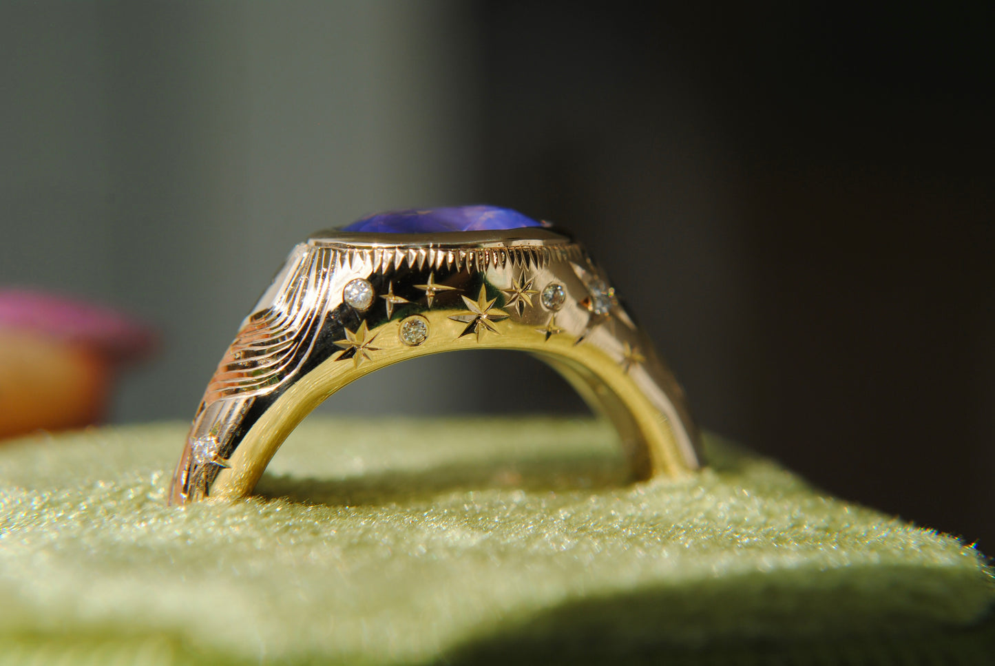 COSMIC GALAXY BOMBE RING - ONE OF A KIND - 2.05 CT SAPPHIRE AND DIAMONDS