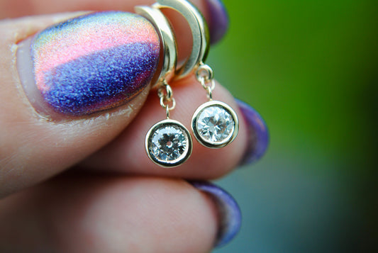 old european diamond sparkly huggies