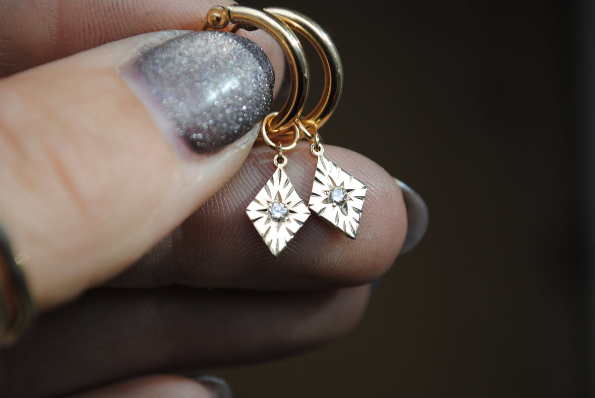 ENGRAVED DECO HOOP CHARMS