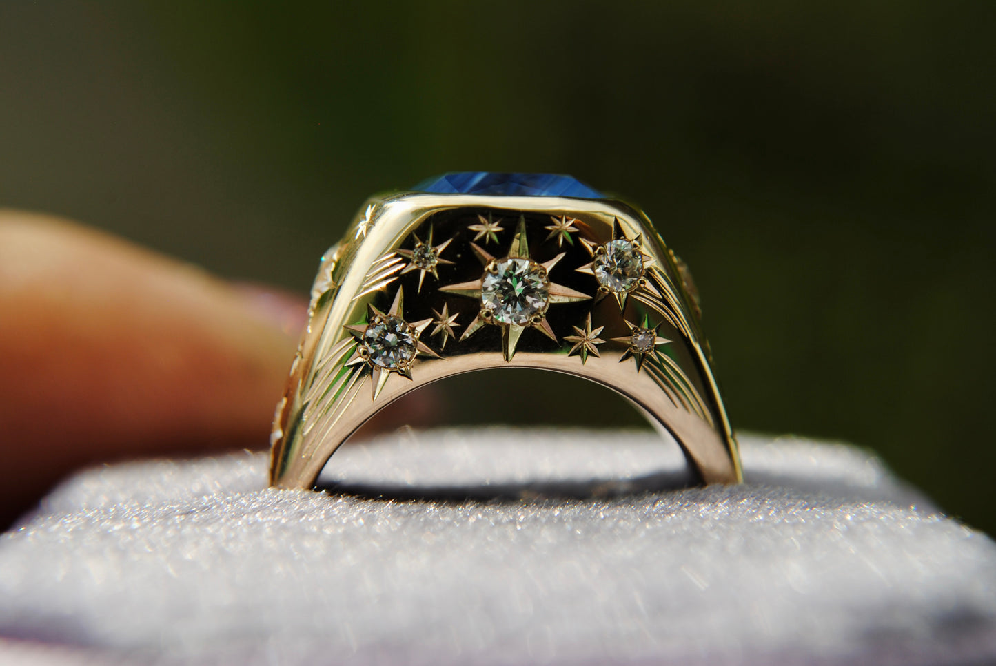 COSMIC GALAXY SIGNET - ONE OF A KIND - 3.53 CT SAPPHIRE AND DIAMONDS