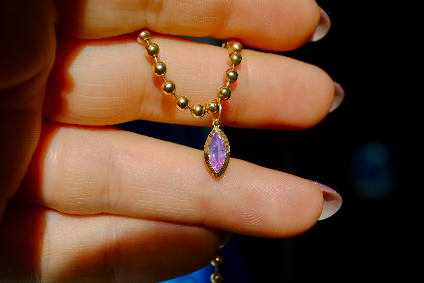 Jellybean Engraved Marquis Sapphire