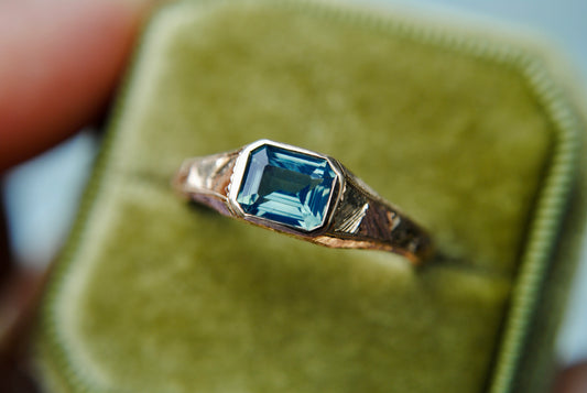 Engraved Siggy 1.27 carat teal sapphire