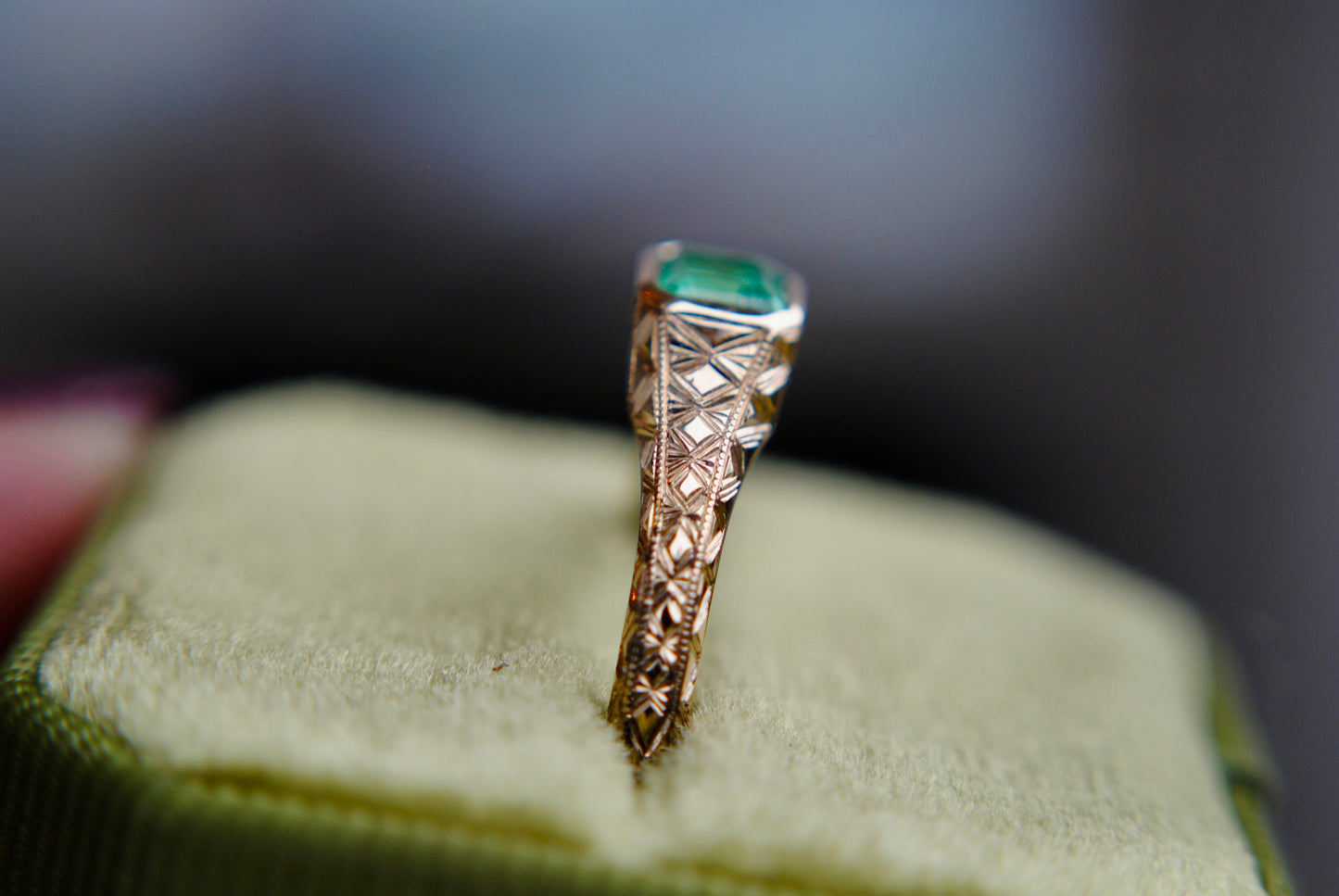 Engraved Siggy, .7 carat natural Emerald