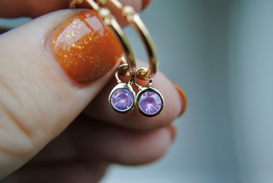 Hoop Charms - Pink Sapphire