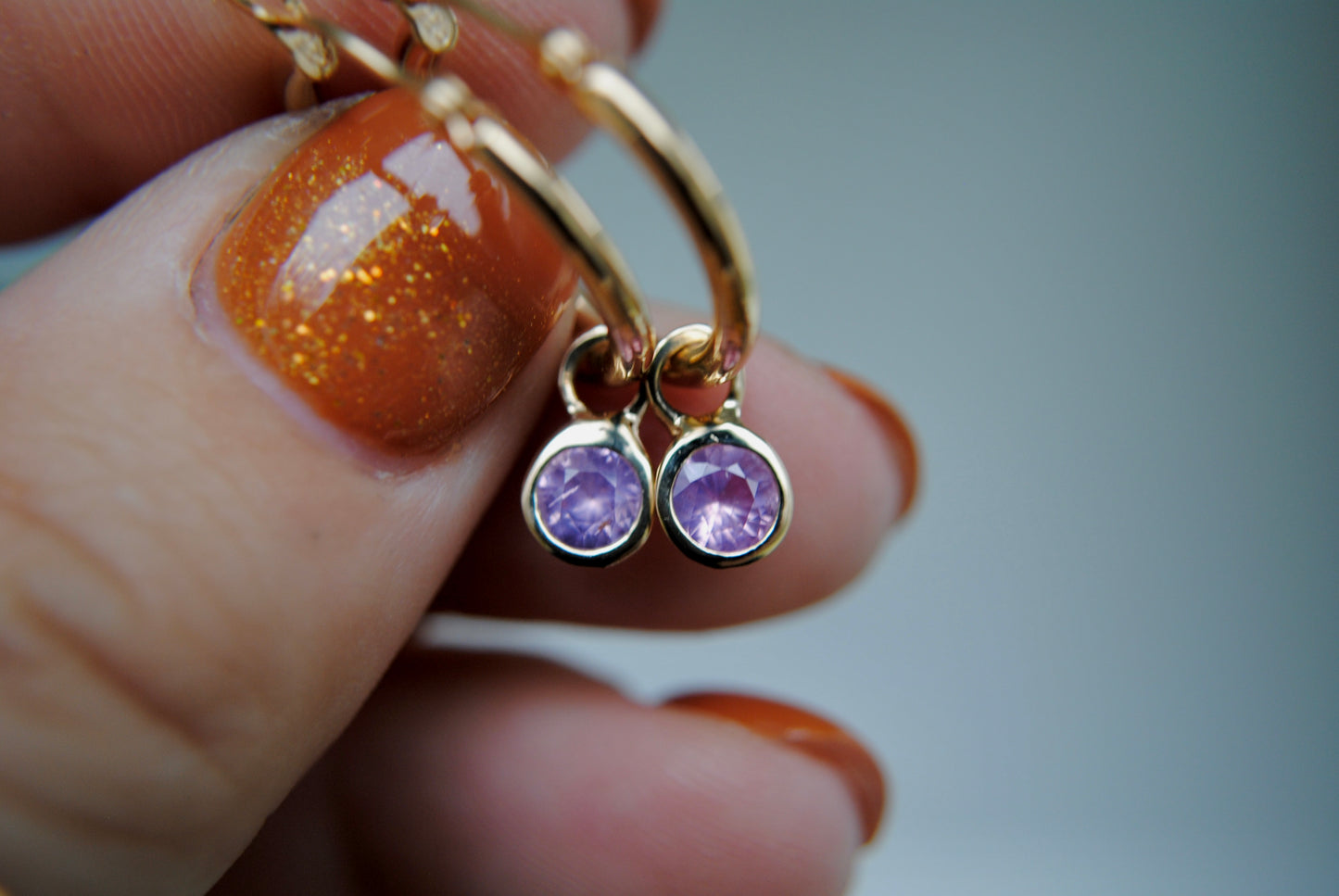 Hoop Charms - Pink Sapphire