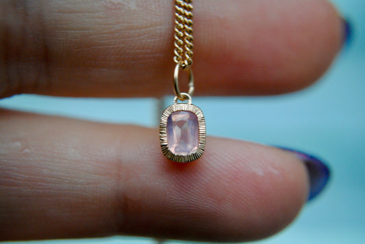 Jellybean Engraved Silky Peach Sapphire Charm