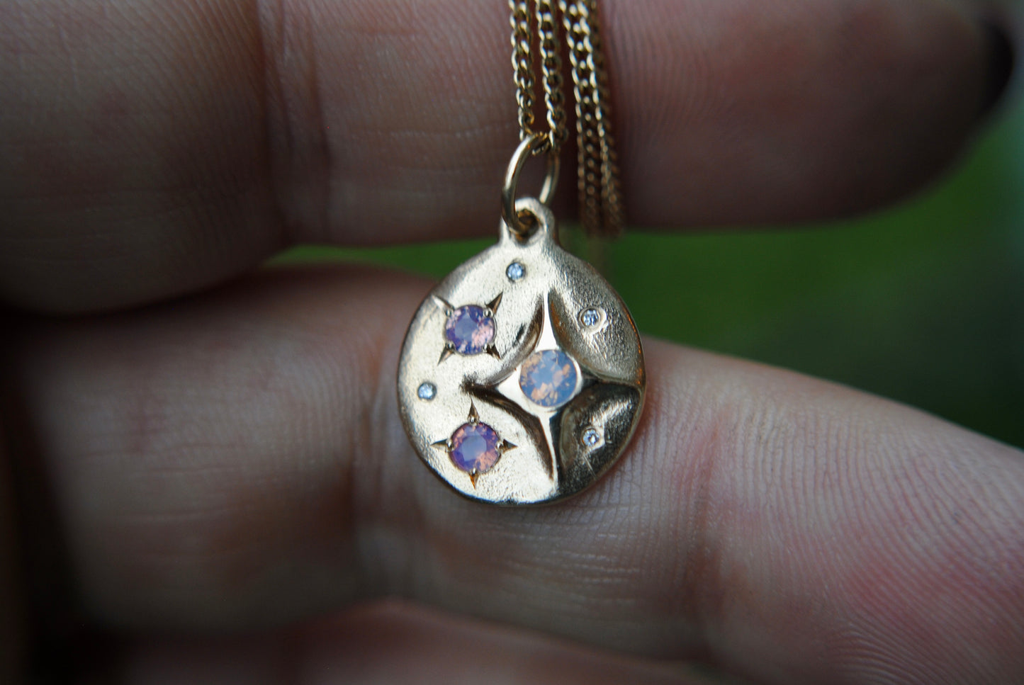 Sky Full of Stars Medallion with Opalescent Sapphires and Diamonds