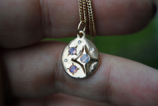 Sky Full of Stars Medallion with Opalescent Sapphires and Diamonds