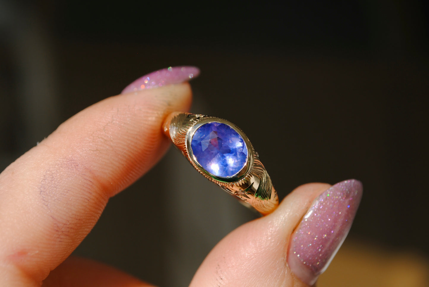 COSMIC GALAXY BOMBE RING - ONE OF A KIND - 2.05 CT SAPPHIRE AND DIAMONDS