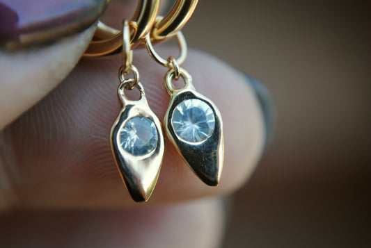 dagger hoop charm - white sapphire