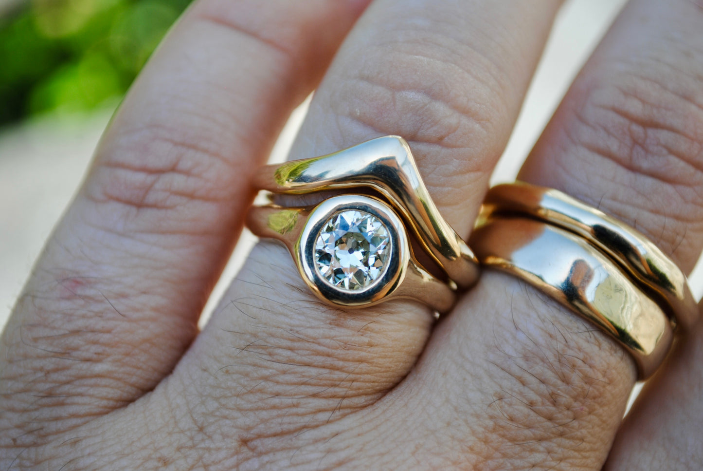 1.14 carat Old Mine Cut Diamond Organic Solitaire Ring