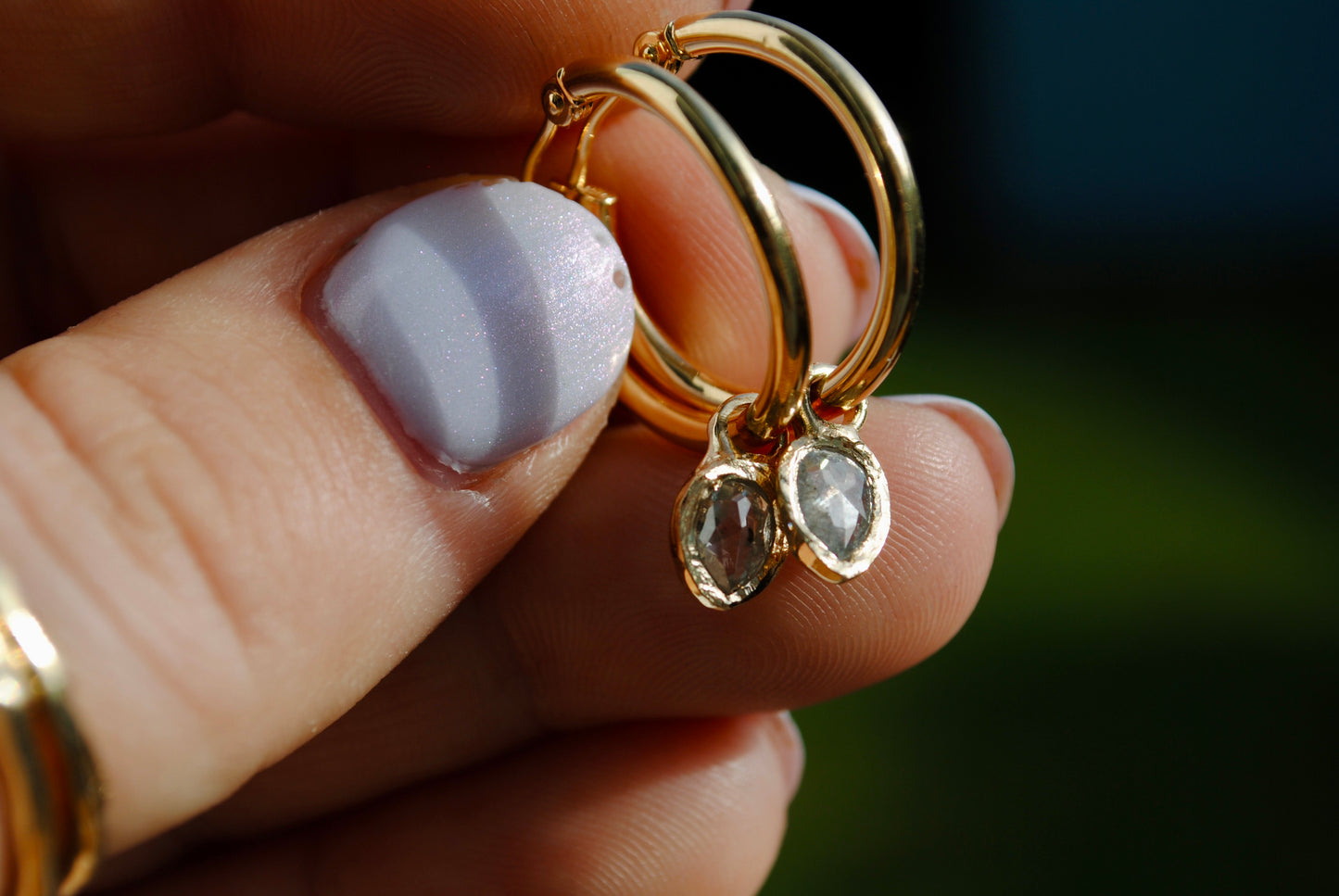 textured diamond hoop charms